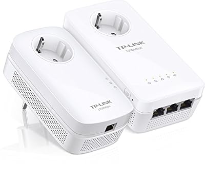 TP-Link TL-WPA8630PKIT AV1200 Wi-Fi AC 1200Mbps Pack de 2 Adaptateurs CPL (300 Mbps en 2.4 GHz et 867 Mbps en 5 GHz, 3 Ports Ethernet, Prise Intégrée)