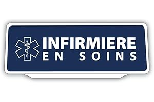 SIGNAL SAFETY Clip Plaque Pare-Soleil Infirmière en Soins avec Caducée Rétro-Réfléchissant Fond Bleu
