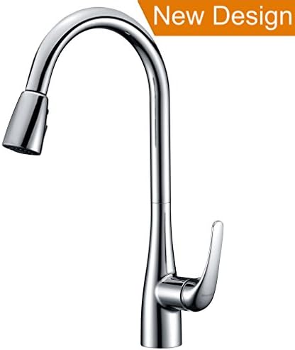 Delle Rosa New Kitchen Tap Contemporary Single Handle Brass Pull Out and Pull Down Kitchen Sink Tap Chrome