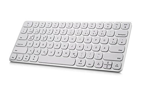 Supremery Bluetooth Tastatur Keyboard komplett aus Aluminium - mit Hintergrundbeleuchtung (schnurlos oder Kabel betrieb) für MAC OS, Windows 10/8/7, IOS 9/8, Android(QWERTZ, deutsches Tastaturlayout)