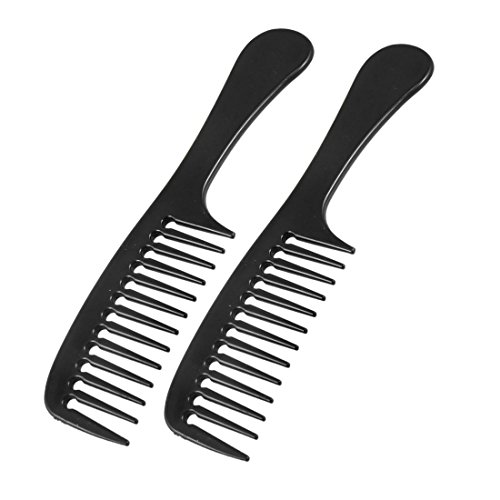 2 Pcs Hairstyle DIY Wide Tooth Plastic Curly Hair Care Handgrip Comb 9"