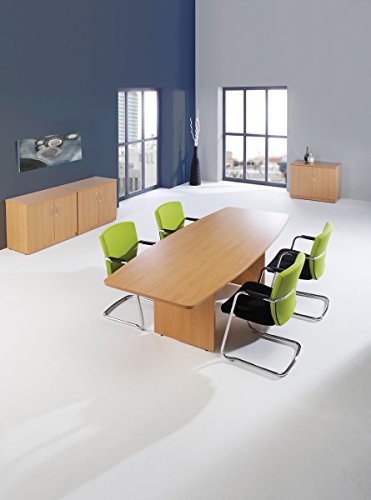 Office Hippo Fraction Barrel Shaped Panel Leg Boardroom Table, 240 cm x 142 cm - White MFC