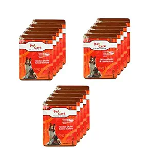 Pet en Care Chicken & Liver Chunks Gravy (100 Grams - 15x1 Pouches), Brown (CH2)