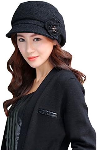 Leben LerBen® Fashion Women Ladies Vintage Elegant Knitted Winter Warm Cloche Flower Brim Cap Bowler Hat Slouchy Cap