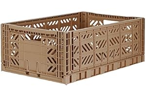 AYKASA Ay-Kasa Klappkiste, stabile Faltkiste aus Kunststoff, stapelbar, Warm Taupe, Maxi (60x40x22cm)