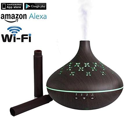 400ML Smart WI-FI Ultrasonic Diffuser Aromatherapy Essential Oil Diffuser, Aroma Cool Mist Timer Humidifiers with 7 Colored Lights Changing Echo/Alexa and APP Control Auto Shut Off