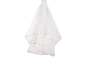 TSLRSA Brautschleier,schleier braut,Schleier kurz Brautschleier Tüll Hochzeit Kurzer Schleier Satinkante mit Kamm für Hochzeit Junggesellinnenabschied Party(Elfenbeinweiß)