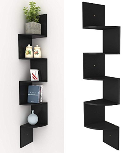 AIMADO Eckregal Zickzackregal Hängeregal Schweberegal mit 5 Regalböden Büroregal Bücherregal Raumteiler Wandablage Wandboard Schwarz/weiß AIMADO Eckregal Zickzackregal Hängeregal Schweberegal mit 5 Regalböden Büroregal Bücherregal Raumteiler Wandablage Wandboard Schwarz/weiß