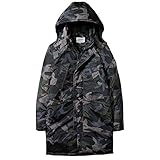 Luckycat Herren Winter Hoodie Warmer Reißverschluss mit dickem, festem Fleece Mantel Baumwolle gefütterte Jacke Winterjacke Steppjacke Daunenjacke Parka Mäntel Jacken