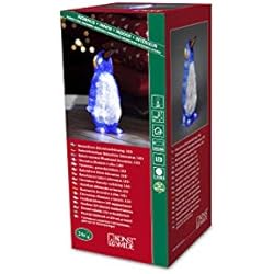 Konstsmide 6167-203 - Figura decorativa de pingüino con luces LED (fibra acrílica, 14 x 30 x 14 cm, 24 diodos blancos, funciona con 3 pilas AAA de 1,5 V)