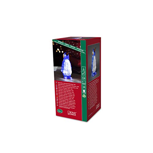 Konstsmide 6167-203 - Figura decorativa de pingüino con luces LED (fibra acrílica, 14 x 30 x 14 cm, 24 diodos blancos, funciona con 3 pilas AAA de 1,5 V)