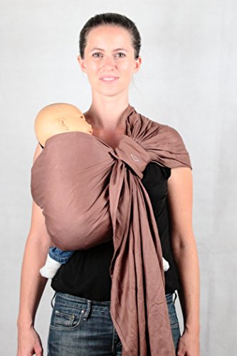 Ling Ling D'Amour | Bandolera Portabebé Ergonómico de Anillas hasta 15 kg, 100% Algodón, Chocolate
