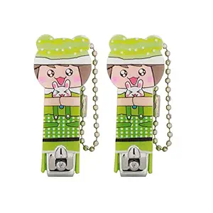 Pokory Nail Cutter for Kids Green - Pack of 2| Suitable for Age 6 Months and Above|Useful for Nail Clipper Manicure Pedicure Care for Baby Boy Girl Children