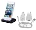 Produktbild Kit Zubehör für Apple iPhone 5/5S/5 C Sockel schwarz Dock Station für Ladekabel + Ladegerät Weiß 3 in1: Haus – Auto – USB Kabel