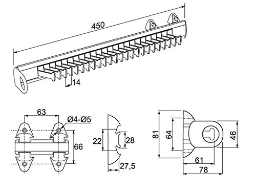 SO-TECH® Black-Line Krawattenhalter Gürtelhalter ausziehbar, links und rechts verwendbar, BxTxH=450x78x81 mm - 3