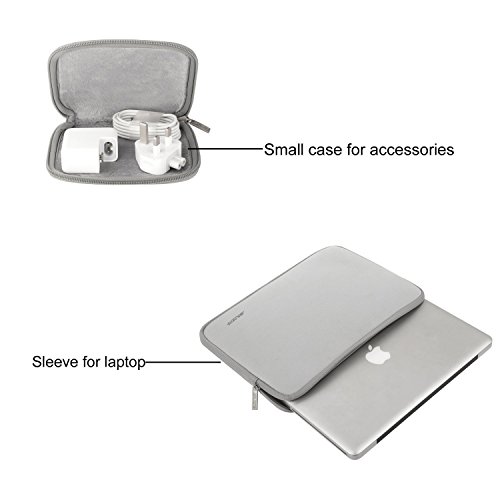 MOSISO Wasserresistente Lycra Laptop Hülsen Beutel Abdeckung für 11-11,6 Zoll MacBook Air, Ultrabook Netbook Tablette mit einem kleinen Fall, Grau - 2