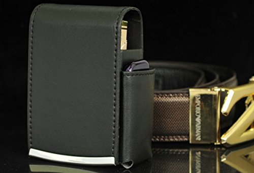 Panegy Herren Leder Zigarettenetui Zigarettenbox Zigarettenhülle für 20er Zigarettenschachtel – Verfügbar für Gürtel – Stilvoll und Praktisch – Schwarz – 10.5*8*3.5cm - 2