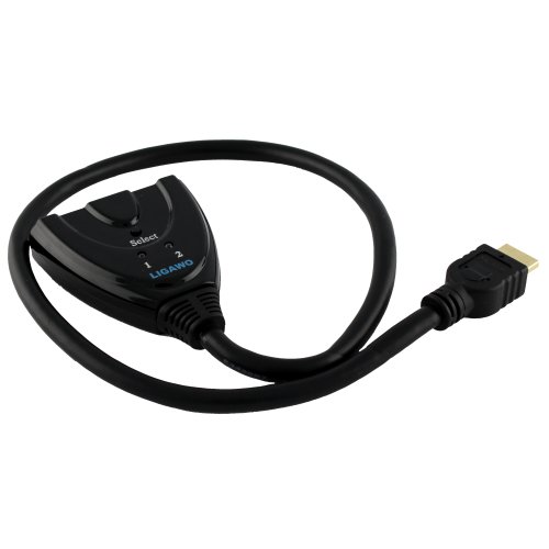 Ligawo ® HDMI Switch 2×1 – Basic 1080p 3D – automatisch Pigtail 0,5m Kabel - 2