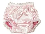 Außen: Pink Satin und weiss Rüschen, innen: PVC