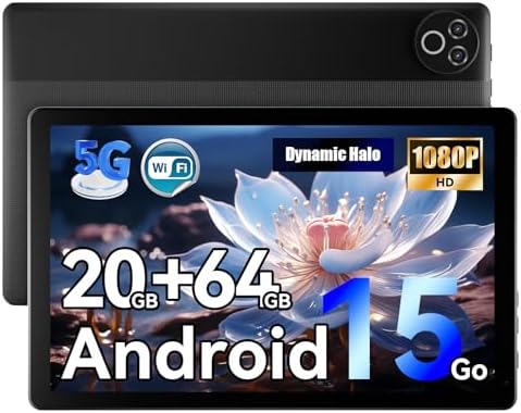 Laptok Android 15 Tablet, 10 Zoll, 20 GB + 64 GB, 5000 mAh, Schwarz