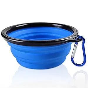 KABB Collapsible Dog Bowl, Portable Extra Large Size Foldable Expandable Silicone Pet Travel Bowl for Pet Dog Food Water Feeding, 1 Piece Blue