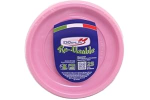 TEKHOME Piatti Plastica piani,25/50/75/100/125/150 Pezzi piatti plastica colorati lavabili e riutilizzabili Rotondi per Compleanno,Festa, Matrimonio,Fai da Te Fatti a Mano (ROSA, 125)