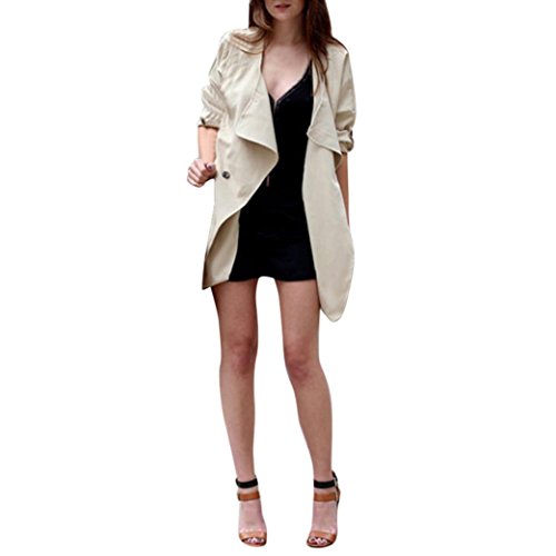 Preisvergleich Produktbild Strickjacke Damen Cardigan Frauen Strickmantel Lang Ronamick Öffnen Unregelmäßige Strickjacke einfarbiger Mantel (Khaki, L)