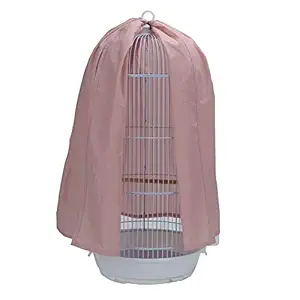 QBLEEV Classic Round Dome Top Bird Cage Cover Shield Birdcage Light Covers Skirt Accessories Screen for Parakeets Lovebirds Budgies Finches Canary Small Bird Cage Pink