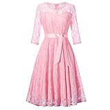 ◑‿◑ JUSTSELL 1950er 50er Kleider für Damen Herbst,Frauen Spitze Cocktailkleid Lange Ärmel Abendkleid Rundhalsausschnitt Brautjungfer Hochzei Faltenrock Temperament Etuikleid Kleider
