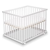 FabiMax Laufgitter 75×100 cm, Buche, weiß lackiert, inklusive Matratze Classic - 2