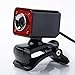 Produktbild Computer Webcam, doulukit 12 m Pixel Optische Linse 4 LED-Leuchten Desktop Web Kamera mit eingebautem Mikrofon, verstellbarer Brennweite, DSP Chip, CMOS-Sensor, Winkel einstellbar rot / schwarz 4.7 * 3.5 * 3.3cm