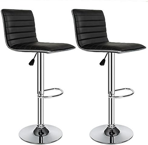 Turefans 2 x Adjustable Height Swivel Bar Stools (black)