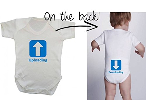 Uploading Downloading Blue Arrows Feed Me Tech Nerd Geek Humour Baby Onesie Vest