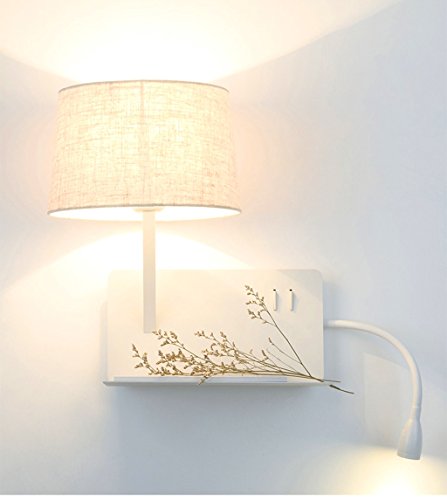Preisvergleich Produktbild Wandleuchte Wandmontiert Nachttischlampe Schlafzimmer Leselampe Postmodern Creative Rack Schalter mit USB Lade Lampe (Farbe : Links)