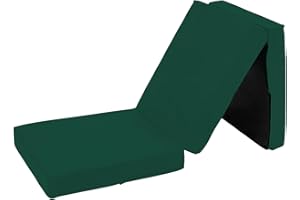 Sapphire Collection Z Bed Sleepover Kids Bed, Footstool Pouffe, Kids Chair Foldable Mattress for Indoor & Outdoor, Soft & Comfy Plain Futon Set (Green)