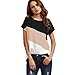 Produktbild Kurze Shirt Damen, Sunday Frauen Farbblock Chiffon Kurzarm Casual Bluse Shirts Tunika Getäfelten O Neck Tops (L, Rosa)