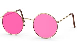 TK Gruppe Timo Klingler Kostiumheld® okulary przeciwsłoneczne w stylu hipisowskim, okrągłe, różowe akcesoria na karnawał i karnawał - akcesoria z lat 70. 80., jak John Lennon