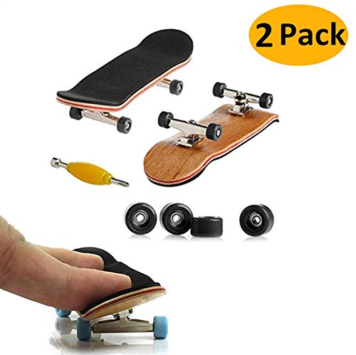 AumoToo Mini-Griffbrett, 2 Pack Profi Finger Skateboard Ahorn Holz DIY Montage Skate Boarding Spielzeug Sport Spiele Kinder Geschenk (Schwarz)