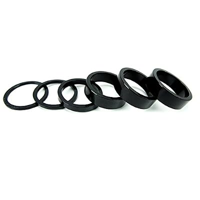 FOMTOR Lot de 6 entretoises de direction, adaptées pour des tiges de 2,86 cm, pour BMX, VTT, vélos de route et vélos de montagne, 2 mm, 3 mm, 5 mm, 10 mm x 3 (alliage d’aluminium, noires)
