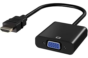 CABLEPELADO Adaptador HDMI a VGA, Conversor HDMI a VGA, con 3.5mm Audio Jack, Apto para Ampliar la Pantalla de un Portátil con un Monitor VGA, Negro, 15 cm