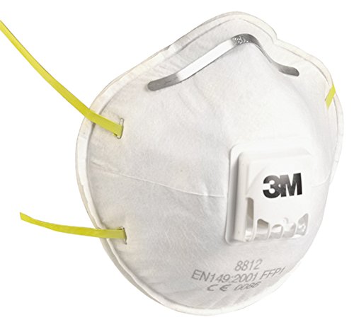 3M 8812C2 - Pack de 2 mascarillas desechable para polvo y fibra de vidrio color blanco
