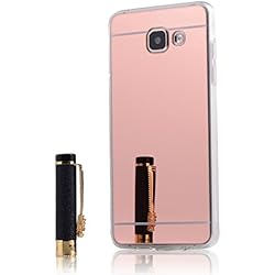 LXHGrowH Funda Samsung Galaxy A5 2016, [Ultra Delgada] Carcasa con Espejo para Samsung Galaxy A5 2016 Cover Silicona TPU Protectora Rosado Cubierta