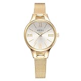 Armbanduhren Modeaccessoires, Metallband Damen R?mische Ziffern Rundes Zifferblatt Analoge Quarz-Armbanduhr - Golden
