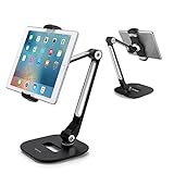 Stabiler und robuster Metallfuß und -arm bilden eine äußerst steife Struktur, um verschiedene Tablets und Telefone mit bis zu 1,3 Fuß Höhe für eine bessere Haltung und Augenhöhe zu tragen. Multitasking als Dual-Screen-Anzeige im Office Desktop- und Retail-Geschäft Point of Sale Register, etc.