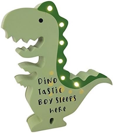 Green Dinosaur Boy Sleeps Here Wooden LED Light Up Sign