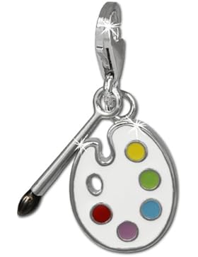 SilberDream Charm Malerpalette mit Pinsel bunt 925 Sterling Silber Charms Anhänger für Armband Kette Ohrring FC836F