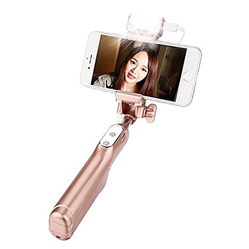 Selfie Stick, Vandot Bluetooth Selfie-Stick mit 360 Grad LED Füllen Fill Licht Camera Light Mirror Spiegel Selfie-Stange Bar Stange Leuchtend Dimmbare Fotolicht Nacht Stativ Erweiterbare und Faltbare Einbeinstativ Extendable Selfie Stick Monopod [Integrierte Bluetooth-Fernbedienung] Rückspiegel Handyhalterung für Smartphone iPhone Android Kamera Huawei HTC Sony Samsung Galaxy + Schlüsselbund Datenkabel – Weiß - 7