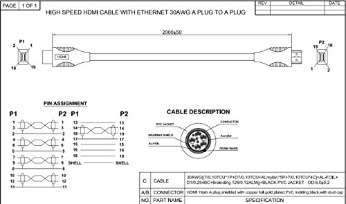 valonic 2m HDMI Kabel hochwertig, Ultra-HD, Full-HD, 3D, 4K, ARC, True HD Dolby 7.1, DTS-HD Master Audio, Ethernet, CEC, Kontakte vergoldet, 30 AWG, schwarz - 5