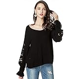 iHENGH Damen Top Bluse Lässig Mode T-Shirt Frühling Sommer Frauen Bequem Blusen lose Größe einfarbig V Kragen Langarm Shirt unten