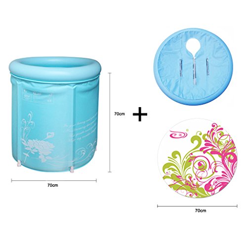 Preisvergleich Produktbild fandbo Badewannen-zusammenklappbar, aufblasbar Badewanne Erwachsene Badewanne Umweltfreundlich Blue 70*70cm+Lid+pad